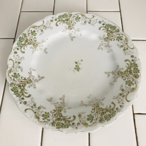 Vintage Plate War-time Austria Hand decorated cookies or tortes Green and teal floral farmhouse cottage special event Carlsbad