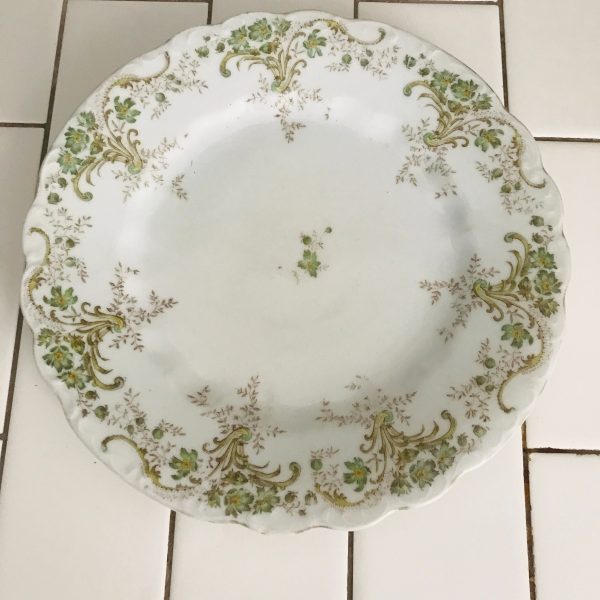 Vintage Plate War-time Austria Hand decorated cookies or tortes Green and teal floral farmhouse cottage special event Carlsbad