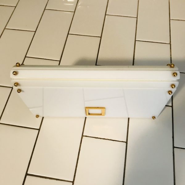 Vintage Purse White Lucite Hard Side clutch or shoulder bag  Meyer's USA collectible display movie prop tv theater display Like New