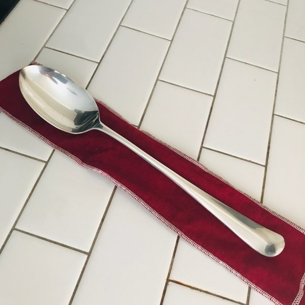Vintage Silver-plate fiddleback spoon long handle large serving spoon 13" long