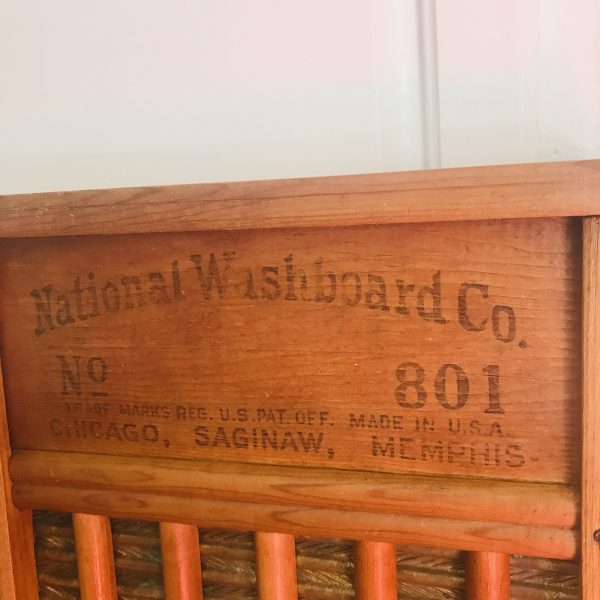 Vintage Washboard The Brass King Top Notch Sanitary front drain hand wash laundry room display collectible farmhouse National Washboard Co.
