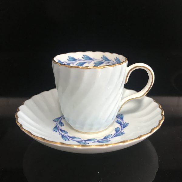 Antique Demitasse tea cup and saucer Chevoit Minton's light blue Dainty collectible farmhouse bridal wedding