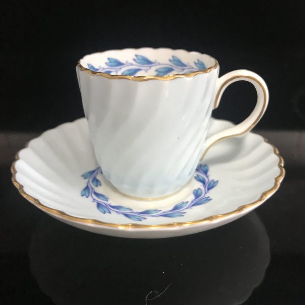 Antique Demitasse tea cup and saucer Chevoit Minton's light blue Dainty collectible farmhouse bridal wedding