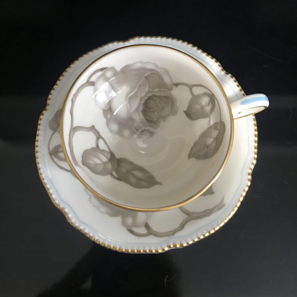 Antique Demitasse tea cup and saucer USA Castleton fine bone china collectible farmhouse bridal wedding