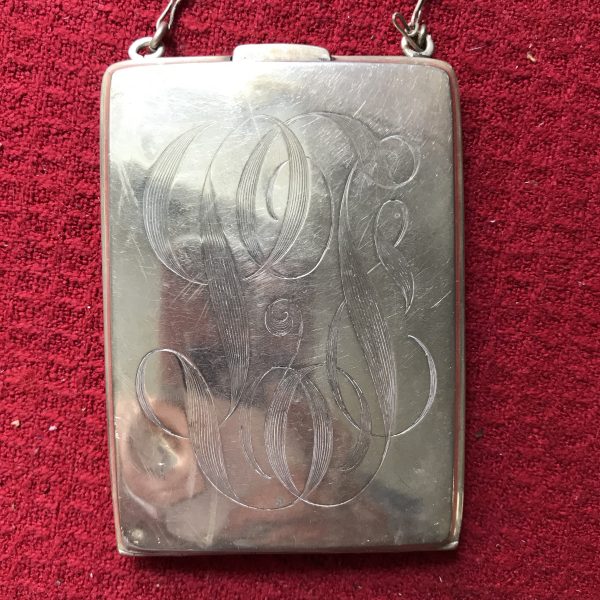 Antique Sterling Silver Money Coin purse Monogrammed hold bills & coins has mirror and powder compartment collectible 1918
