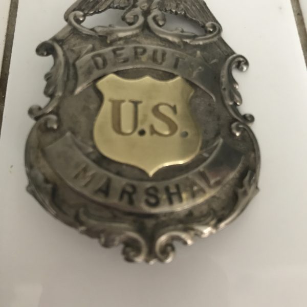 Obsolete Badge Deputy Marshal US Shield with brass center shield Eagle top nice detail on rim collectible display memorabilia