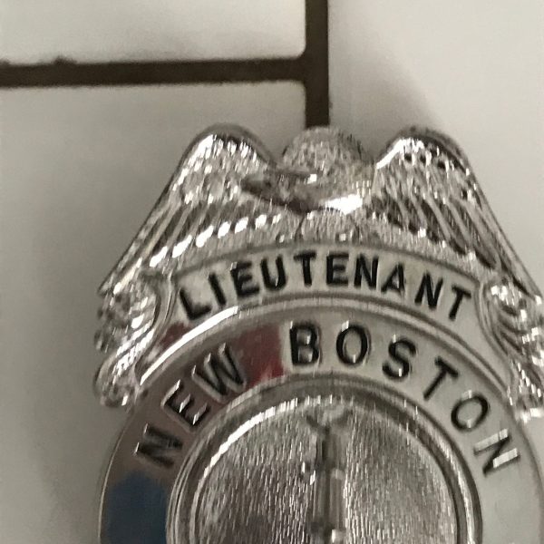 Obsolete Shield Badge Lieutenant New Boston Fire Department Silver and blue  collectible memorabilia