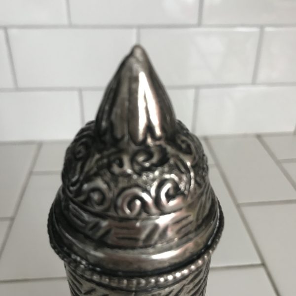 Vintage Birth Certificate storage tube silverplate ornate pattern important documents office collectible display storage