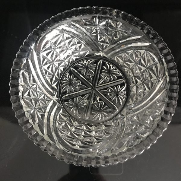 Vintage bowl clear glass Federal Glass diamond & flower pattern square serving dining kitchen farmhouse collectible display cottage