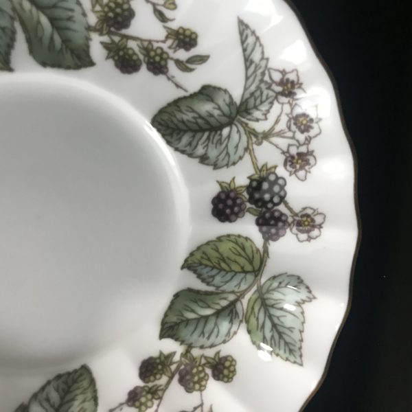 Vintage Demitasse Black Berries tea cup and saucer paneled pattern gold trim Bavaria Germany Rudolf Wachter Hohenberg fine bone china aqua