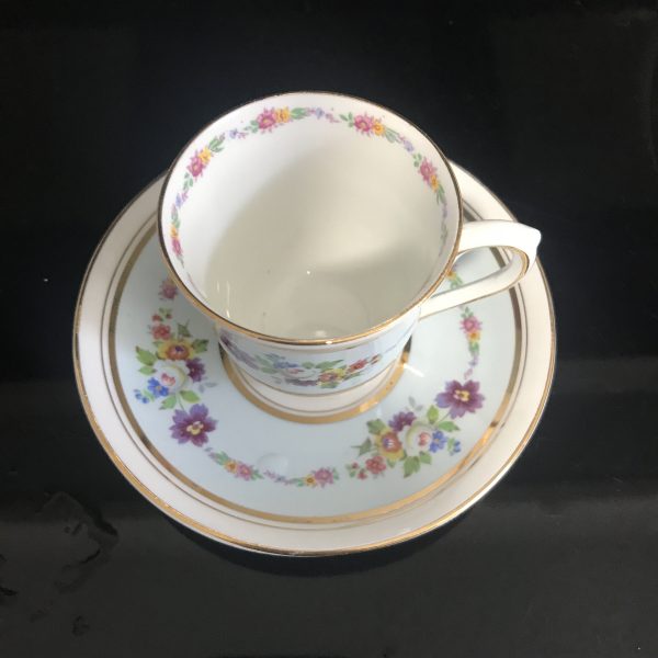 Vintage Demitasse tea cup and saucer Colclough England Dainty Floral on light blue collectible farmhouse bridal wedding
