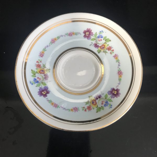 Vintage Demitasse tea cup and saucer Colclough England Dainty Floral on light blue collectible farmhouse bridal wedding