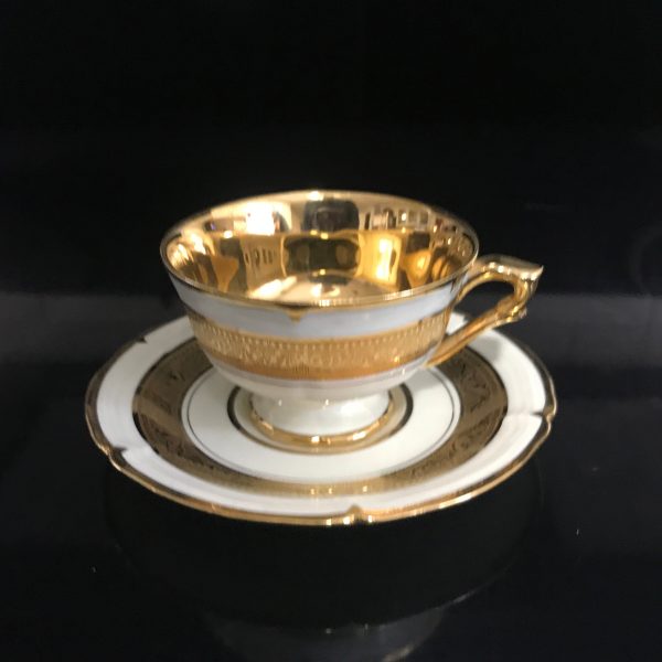 Vintage Demitasse tea cup and saucer Limoges France fine bone china collectible farmhouse bridal wedding