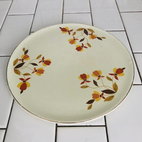 Vintage Hall Chop plate or cake plate Autumn Leaves Ivory Pottery Quality Kitchenware Hall's Superior products