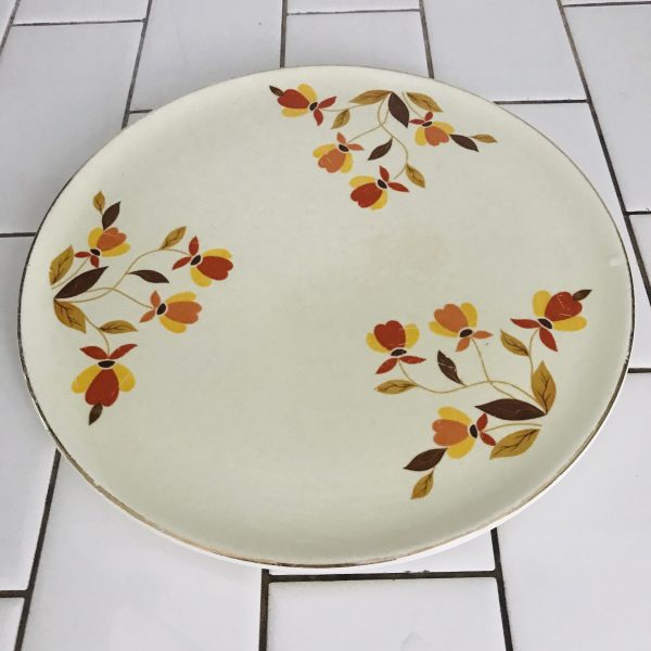 Vintage Hall Chop plate or cake plate Autumn Leaves Ivory Pottery Quality Kitchenware Hall's Superior products