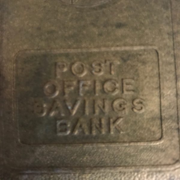 Vintage locking book bank made for storing money in a secret way metal with lock and leather binding Post Office Savings Bank 897167