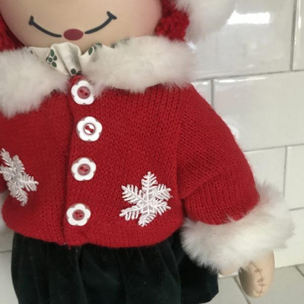 Vintage Raggedy Ann and Andy Bisque 15" Christmas Dolls cloth body display holiday collectible