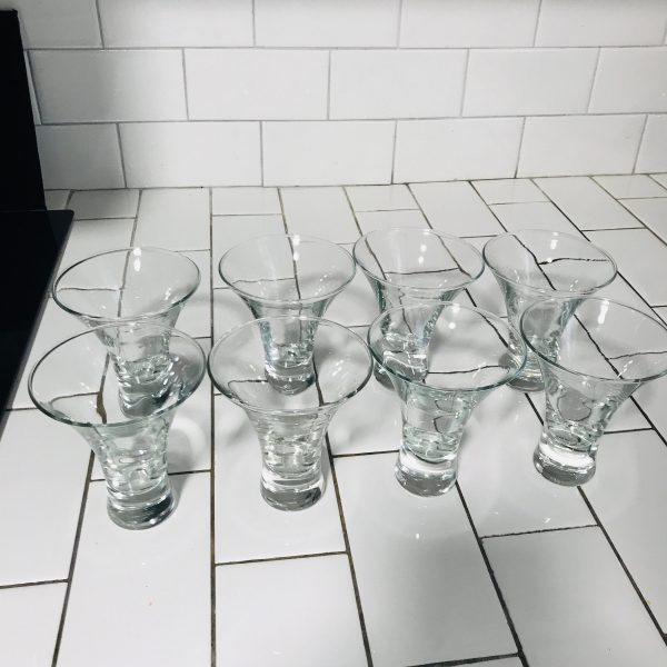 Vintage Set of 8 Cordials Mod shape heavy bottoms Fine dining elegant dining collectible home decor display glass stemware
