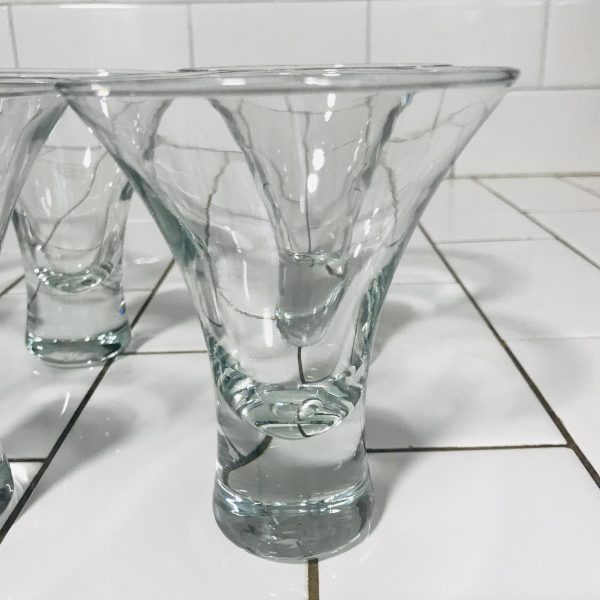 Vintage Set of 8 Cordials Mod shape heavy bottoms Fine dining elegant dining collectible home decor display glass stemware