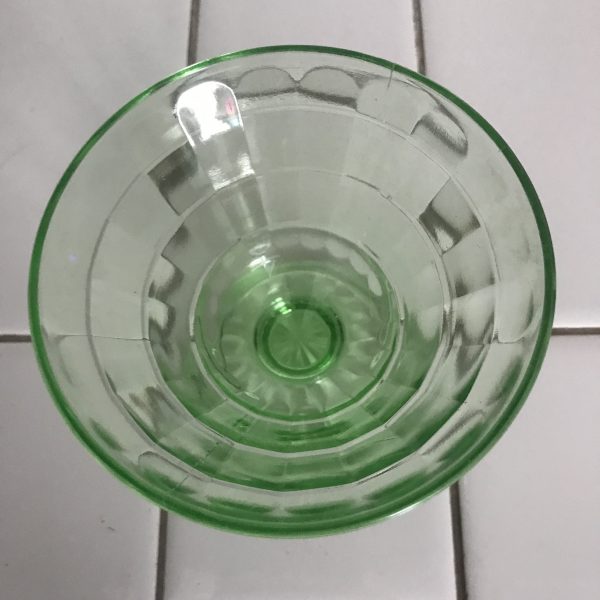 Vintage Uranium Glass Fruit or ice cream dish Depression Glass Green Kitchen Block pattern