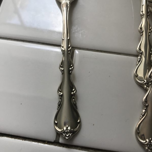 Vintage International Sterling silver 8 Dinner Forks 7 1/4" long Angelique pattern 422 grams