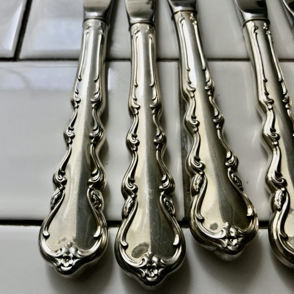 Vintage International Sterling silver 8 knives Angelique pattern 9 1/4" long