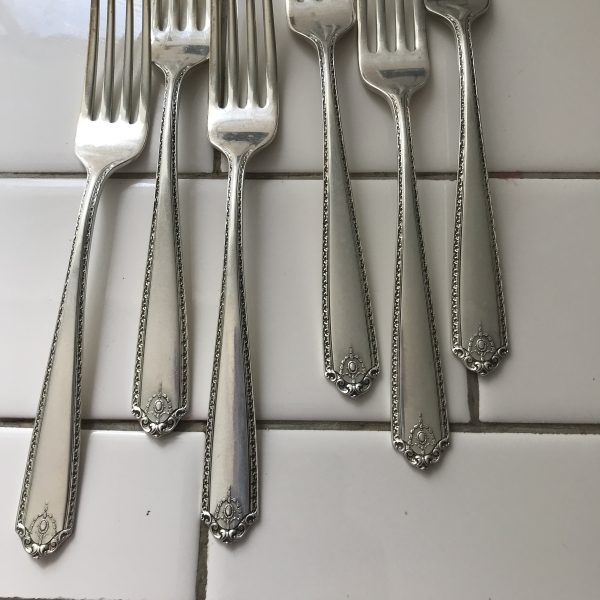Vintage lot of sterling silver 6 Westmorland dinner forks 266 grams 7 1/4" long Lady Hilton