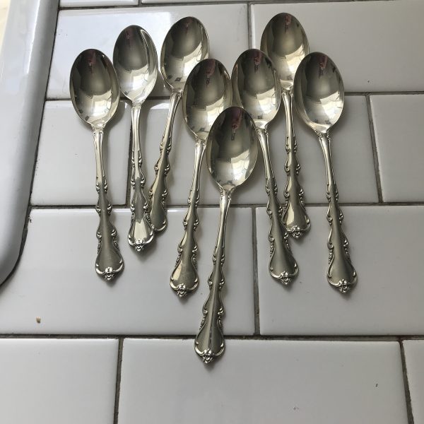 Vintage lot of sterling silver 8 International teaspoons 258 grams 6" long