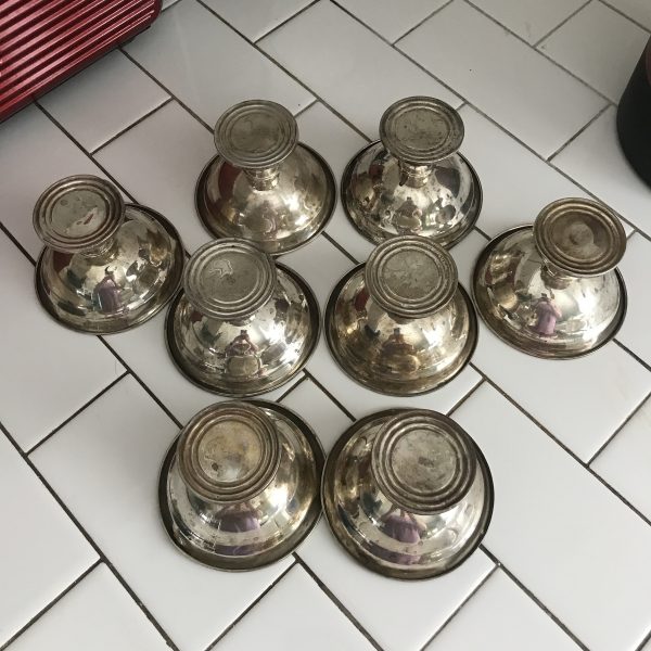 Vintage pedestal Sterling silver fruit dishes bowls set of 8 pieces 557 grams