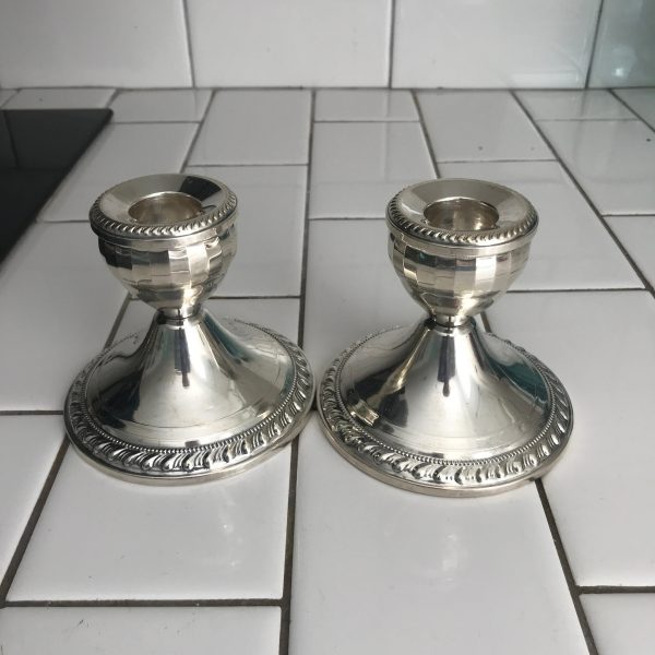 Vintage Sterling Silver Candlestick holders collectible elegant dining wedding bridal shower display by Duchin paneled sterling
