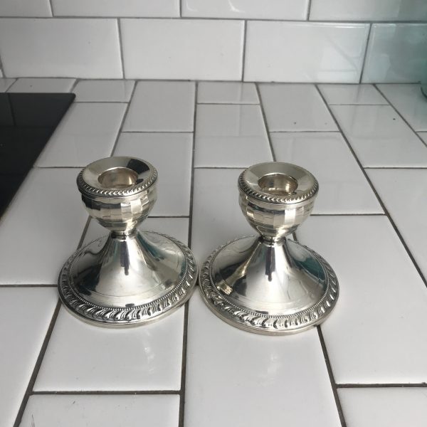 Vintage Sterling Silver Candlestick holders collectible elegant dining wedding bridal shower display by Duchin paneled sterling