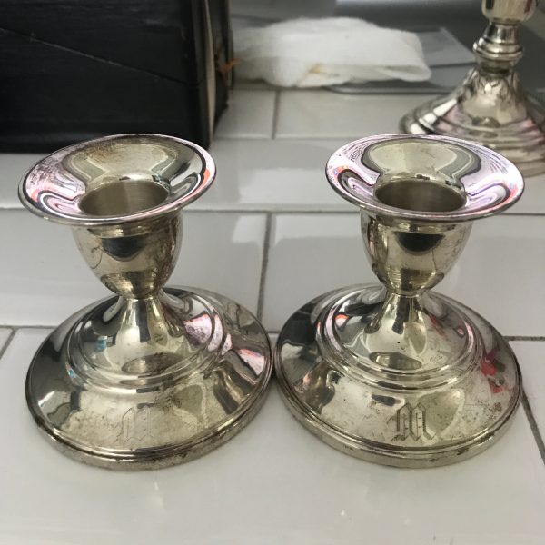 Vintage Sterling Silver Candlestick holders collectible elegant dining wedding bridal shower display by M. Fred Hirsch Jersey City NJ