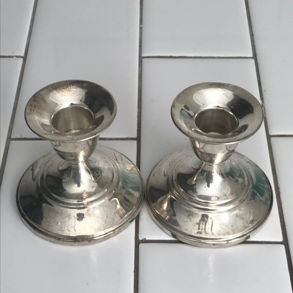 Vintage Sterling Silver Candlestick holders collectible elegant dining wedding bridal shower display by M. Fred Hirsch Jersey City NJ