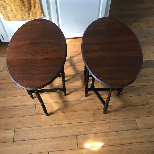 Antique Salesman Sample Pair of Gate leg tables wooden oval samll furniture Salesman Sample RARE collectible miniature furniture Tables
