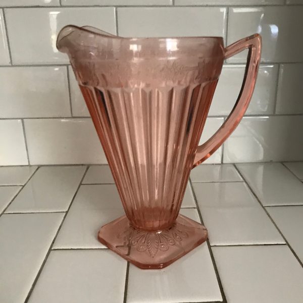 Beautiful Pitcher depression glass pink pitcher 1930-34 farmhouse collectible vintage home decor kitchen decor iced tea water