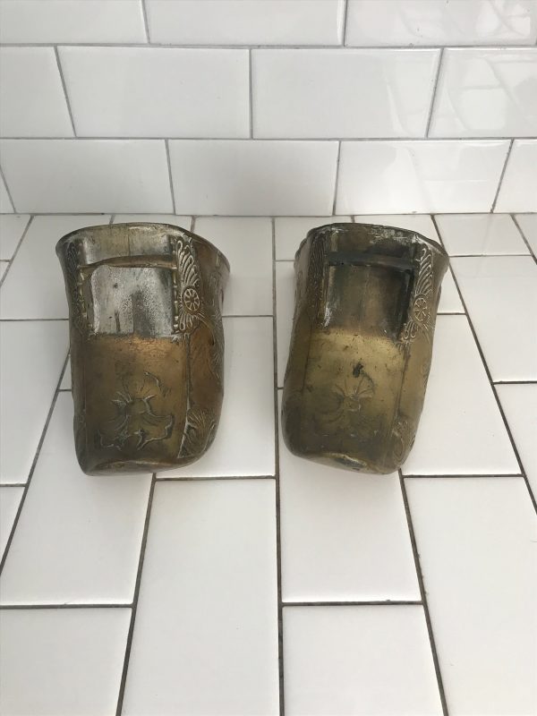 Vintage Pair of Solid Brass Conquistador Stirrups Boot Covers 12 inches