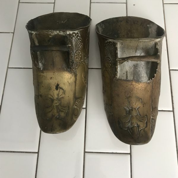 Vintage Pair of Solid Brass Conquistador Stirrups Boot Covers 12 inches