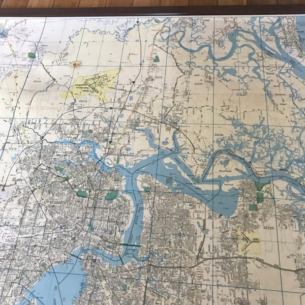 Vintage Wall size Street MAP JACKSONVILLE DUVAL Florida garage laundry collectible giant map game room man cave 1987
