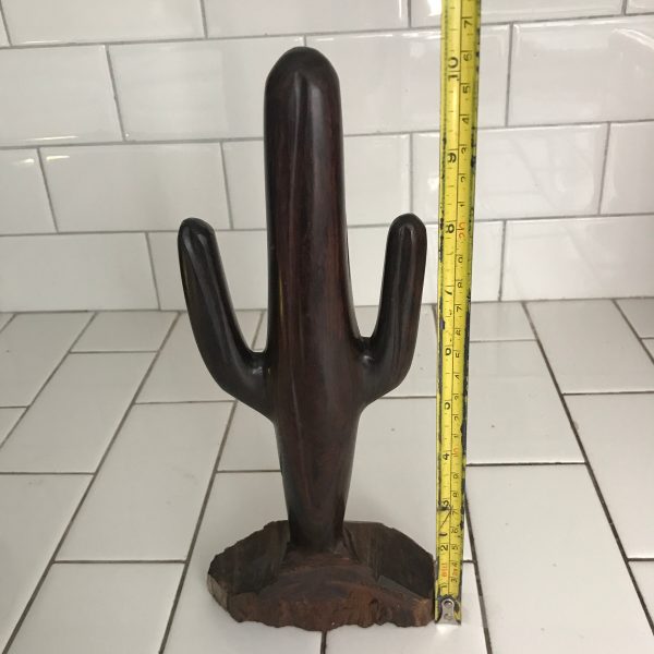 Vntage hand carved ironwood Cactus figurine 12" tall great detail southwestern southwest collectible display farmhouse lodge mod wild west