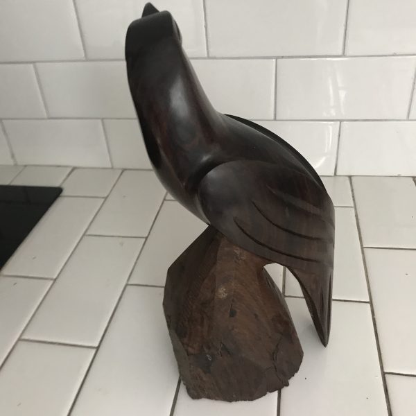 Vntage hand carved ironwood Maltese Falcon figurine 10 1/2" tall great detail birds collectible display farmhouse