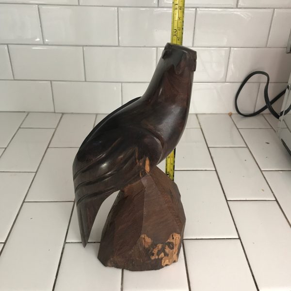 Vntage hand carved ironwood Maltese Falcon figurine 10 1/2" tall great detail birds collectible display farmhouse