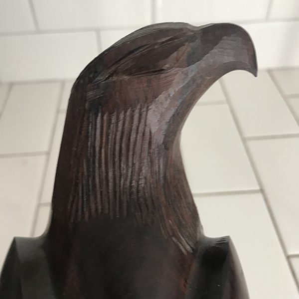 Vntage hand carved ironwood Maltese Falcon figurine 10" tall great detail birds collectible display farmhouse cabin lodge mod