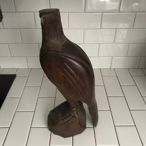 Vntage hand carved ironwood Maltese Falcon figurine 16" tall great detail birds collectible display farmhouse lodge mod
