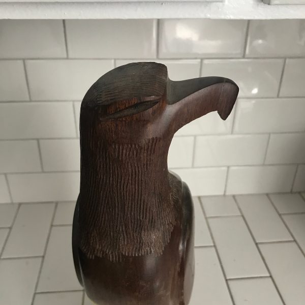 Vntage hand carved ironwood Maltese Falcon figurine 16" tall great detail birds collectible display farmhouse lodge mod