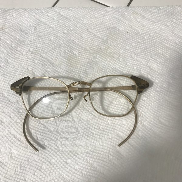 Fantastic Vintage Cat Eye Mid Century Eyeglasses Tiger eye look at top edges collectible display bifocals