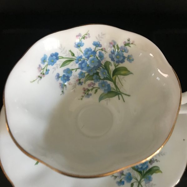 Royal Albert tea cup and saucer Forget me not Floweers England Fine bone china farmhouse collectible display morning coffee