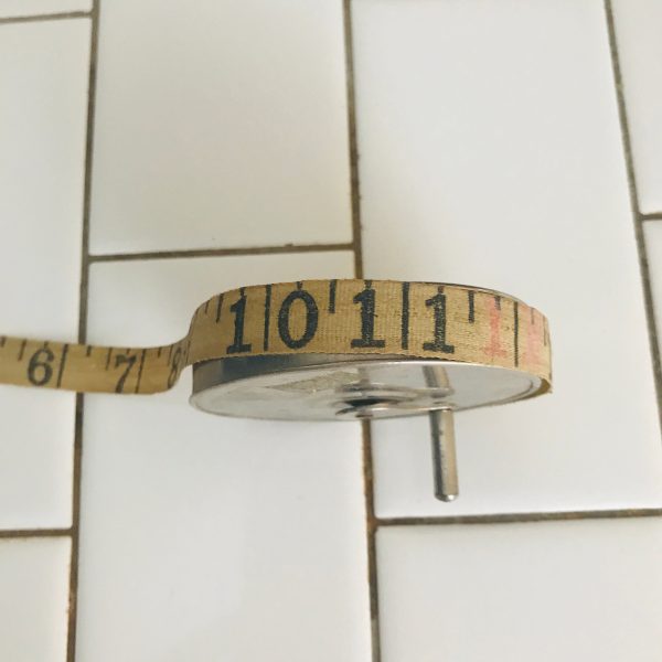 Vintage Tape measure cloth Sewing Notions 1920's wind up tape measurecollectible display metal