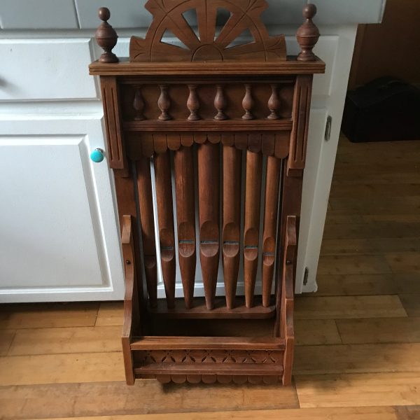 Antique Benedictine Organ parts wall hanging 41" tall 18" across 7" deep Unique wall decor religion spirituality collectible display RARE