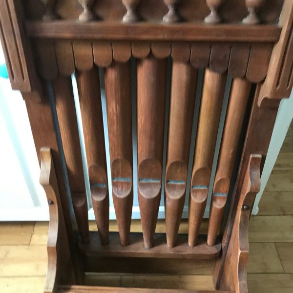 Antique Benedictine Organ parts wall hanging 41" tall 18" across 7" deep Unique wall decor religion spirituality collectible display RARE