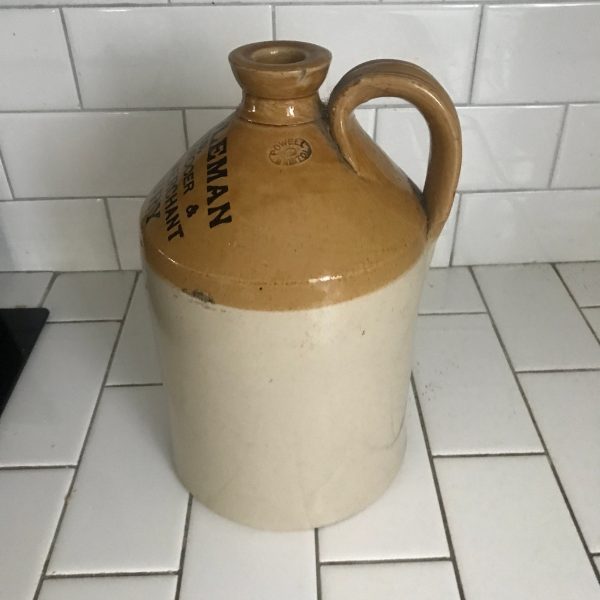 Antique Crock 1 Gallon Advertising T. W. Coleman Limited, Wholesale Grocer & wine and spirits merchant Banbury Powell Bristol stamped